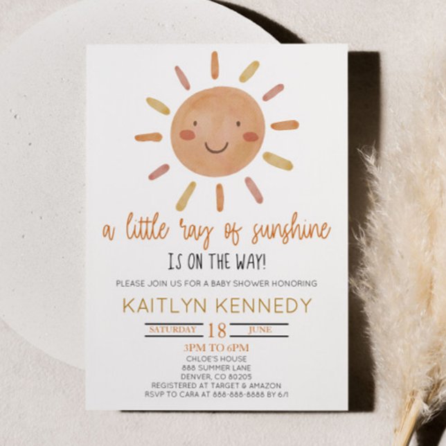 Lite av solljus Gult Sol Baby Shower Inbjudningar (Skapare uppladdad)