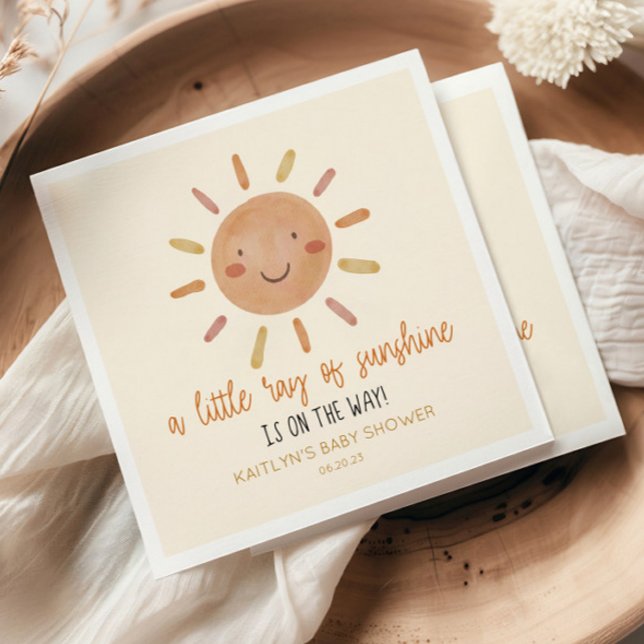 Lite av solljus Gult Sol Baby Shower Pappersservett (Skapare uppladdad)