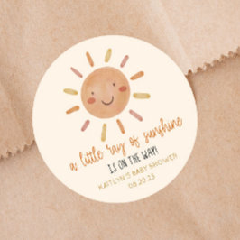 Lite av solljus Gult Sol Baby Shower Runt Klistermärke