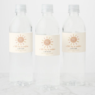 Lite av solljus Gult Sol Baby Shower Vattenflaskor Etikett