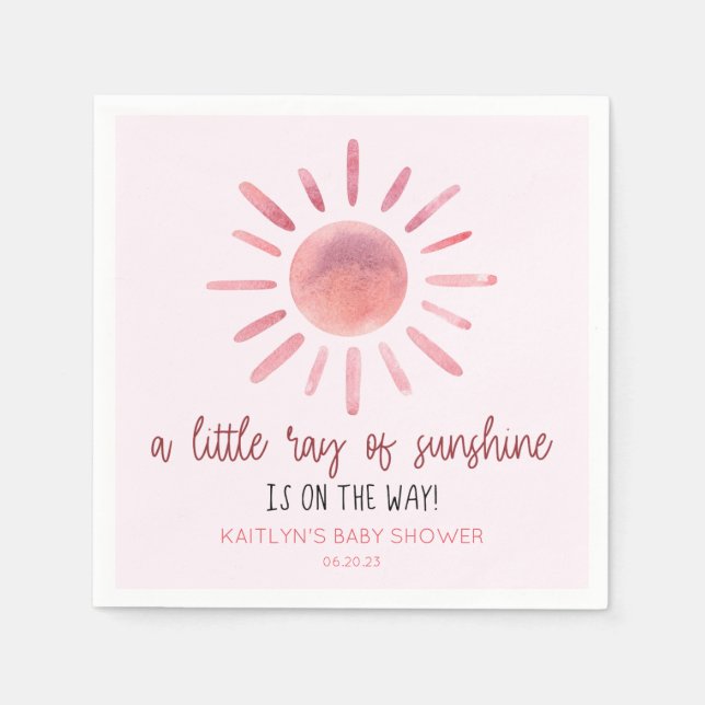 Lite av solljus Rosa Sol Baby Shower Pappersservett (Framsidan)
