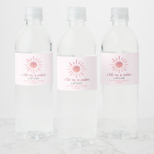 Lite av solljus Rosa Sol Baby Shower Vattenflaskor Etikett