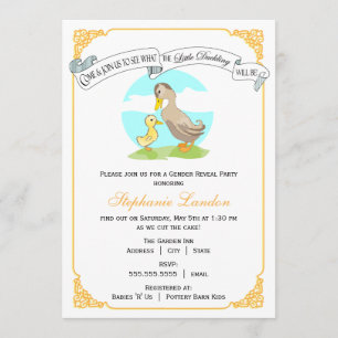 Lite avslöjer gender för Duckling baby shower Inbjudningar
