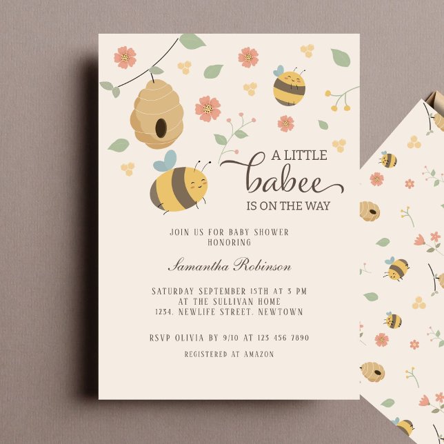 Lite babebe är på väg, bisbabydusch inbjudningar (Invitation)