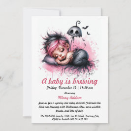 Lite Baby brinner | Rosa Halloween Baby Sho Inbjudningar