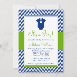 Lite baby shower för grönt för mansparreblått inbjudningar