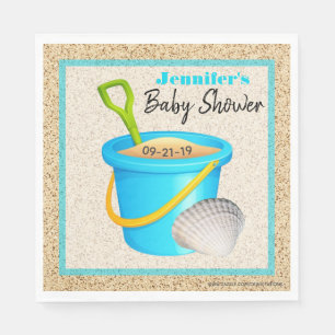 Lite baby shower för hink för Sand för blått f Pappersservett