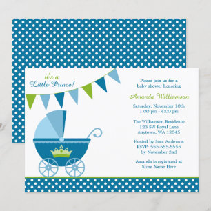 Lite baby shower för Prince Polka Pricka Bunting Inbjudningar