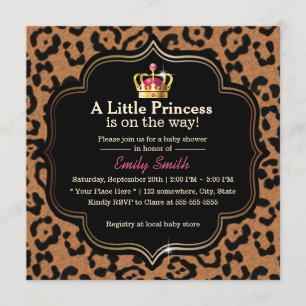 Lite baby shower för Princess Kröna Leopard Inbjudningar