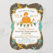 Lite baby shower för pumpapojkehöst löv