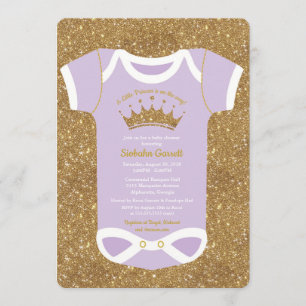 Lite baby showerinbjudan för Princess Lila Guld Inbjudningar