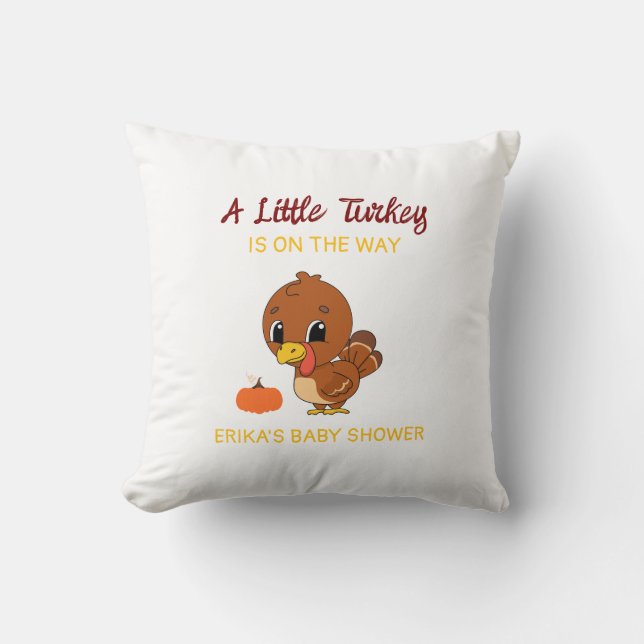 Lite babyskor för Turkiet, Fall Thanksgiving Gift Kudde (Framsida)