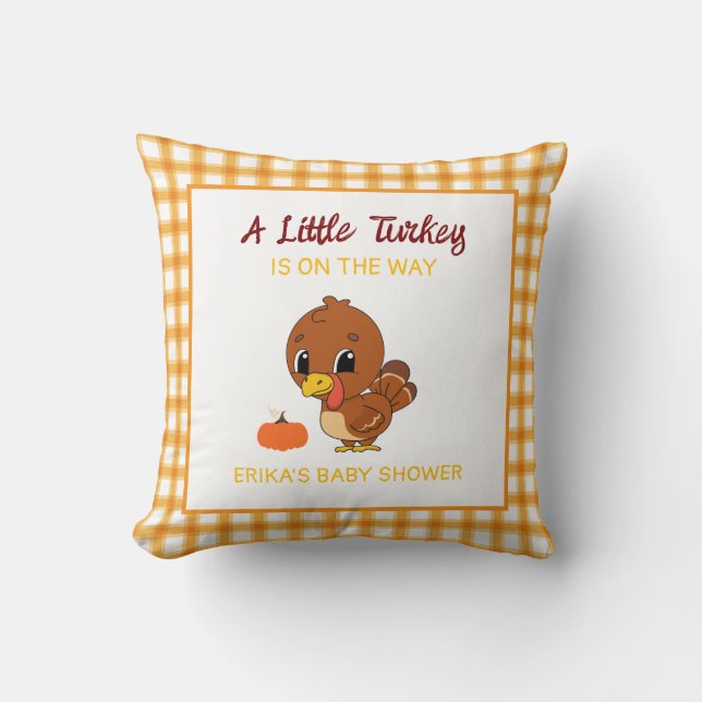 Lite babyskor för Turkiet, Fall Thanksgiving Gift Kudde (Framsida)