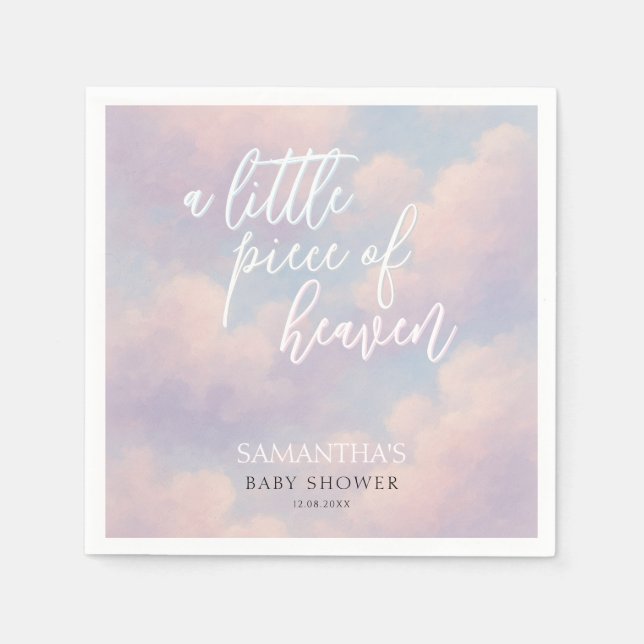 Lite Biet i Heaven Baby Shower Minimalist Pappersservett (Framsidan)