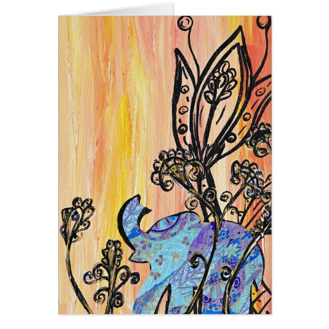 Lite blåttelefantkort hälsningskort (Framsidan)