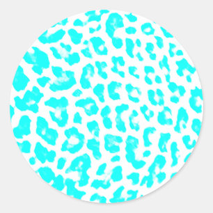 Lite Blue Leopard Print Runt Klistermärke