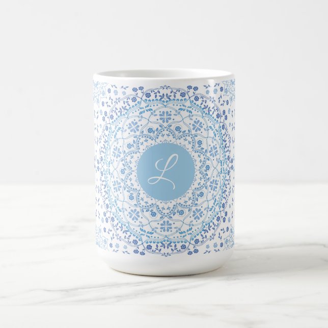 Lite Blue Mandala Monogram Mugg (Center)