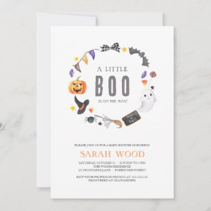 Lite BOO är på väg, Halloween Baby Shower Inbjudningar