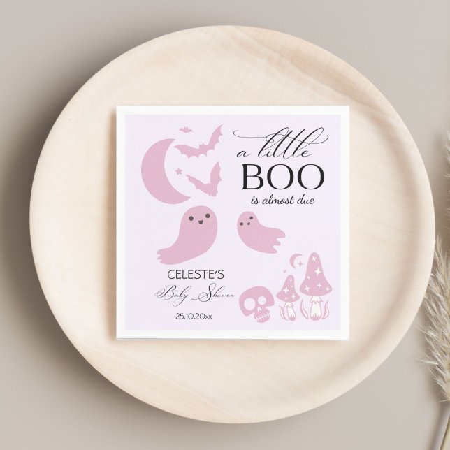Lite boo pastel rosa Halloween babydusch Pappersservett (A little boo cute pastel pink Halloween baby shower customized Napkins personalized table decor)
