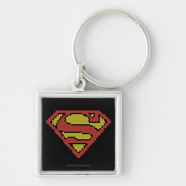 Lite-Brite S-Shield Fyrkantig Silverfärgad Nyckelring (Framsidan)