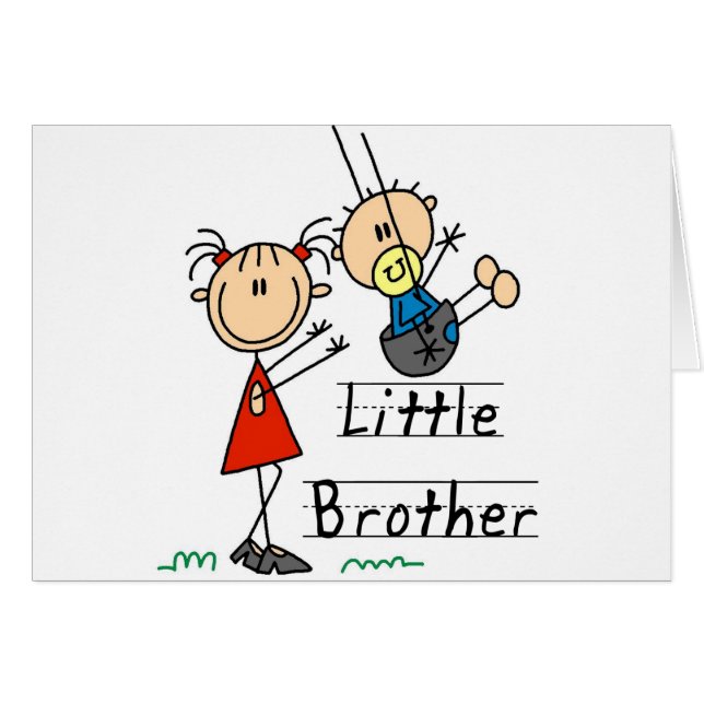Lite broder med storasysterTshirts Hälsningskort (Framsidan Horizontal)