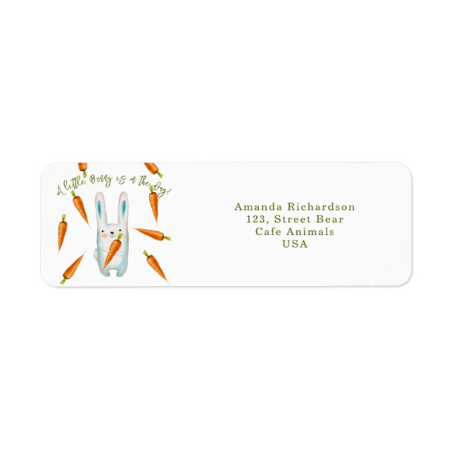 Lite bunny är på väg! returadress etikett (Framsidan)