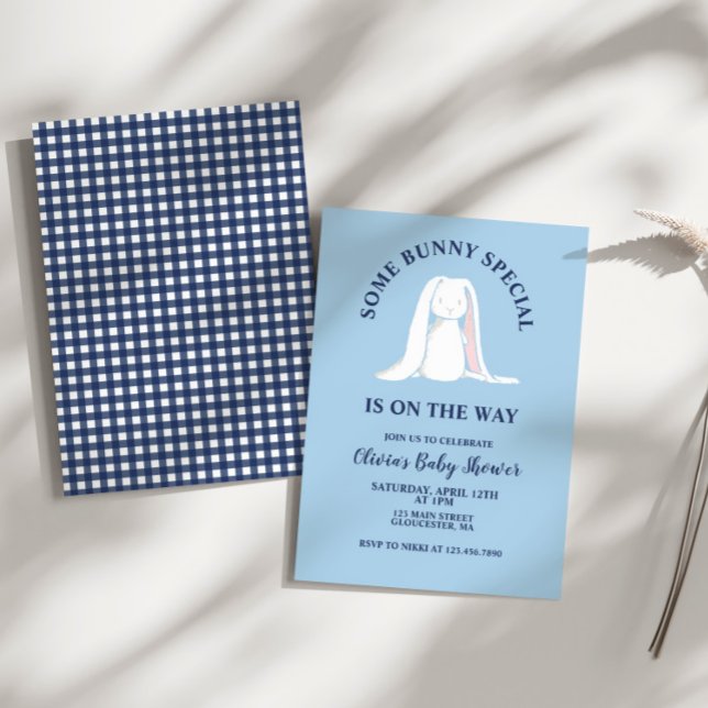 Lite Bunny Baby Shower Blue Play Inbjudningar (Skapare uppladdad)