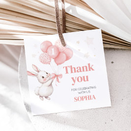 Lite Bunny Balloon Födelsedagsfest Square Gåvor Etiketter