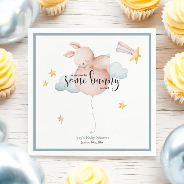 Lite Bunny Balloon & Shooting Star Baby Shower Pappersservett (Skapare uppladdad)