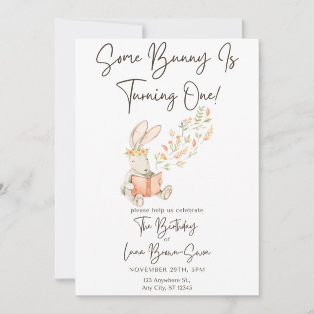 Lite Bunny Birthday Inbjudan (Framsida)