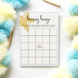 Lite Bunny Blue Starry Baby Shower Bingo Game Tilläggskort