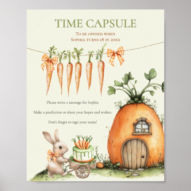 Lite Bunny Carrot 1:a födelsedag Kapsel Poster (Framsidan)