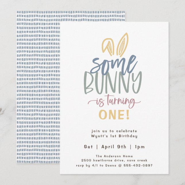 Lite Bunny Födelsedagsfest inbjudan (Fram/baksida)