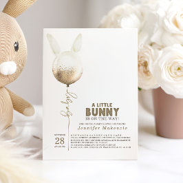 Lite Bunny Guld Balloon Elegant Vår Baby Shower Inbjudningar