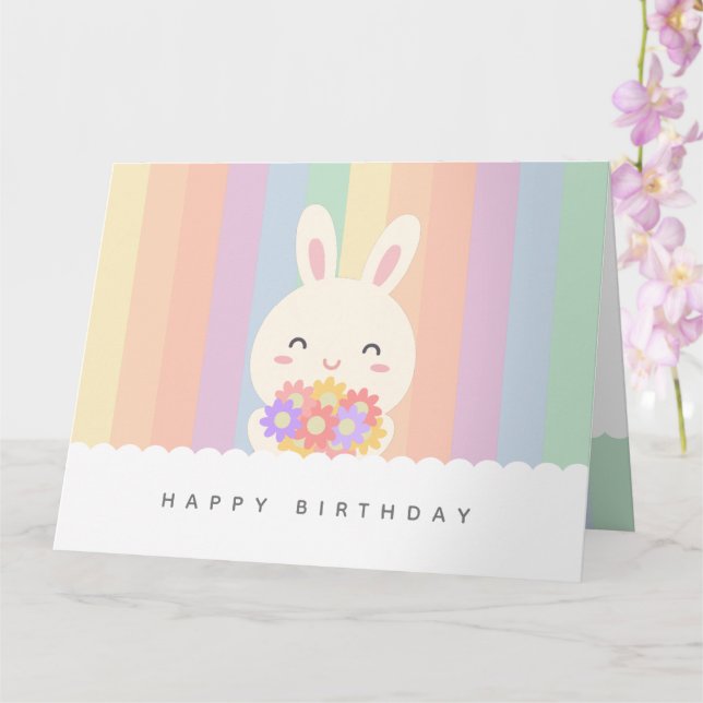 Lite Bunny Kärlek Du Cute Grattis på födelsedagen Kort (Orkide)