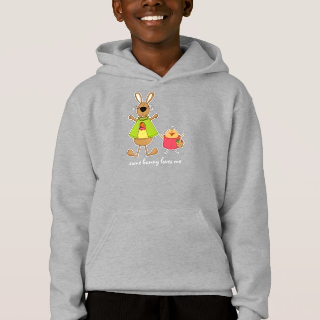 Lite Bunny Kärlek mig. Påsk Hoodie Tröja (Framsida)