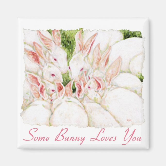 Lite Bunny Kärlek You - Vita kaninmagnet Magnet (Framsidan)