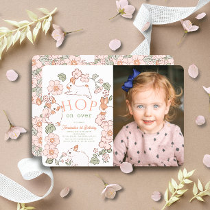 Lite Bunny Lop Lila Lilac Photo 1st Birthday Inbjudningar