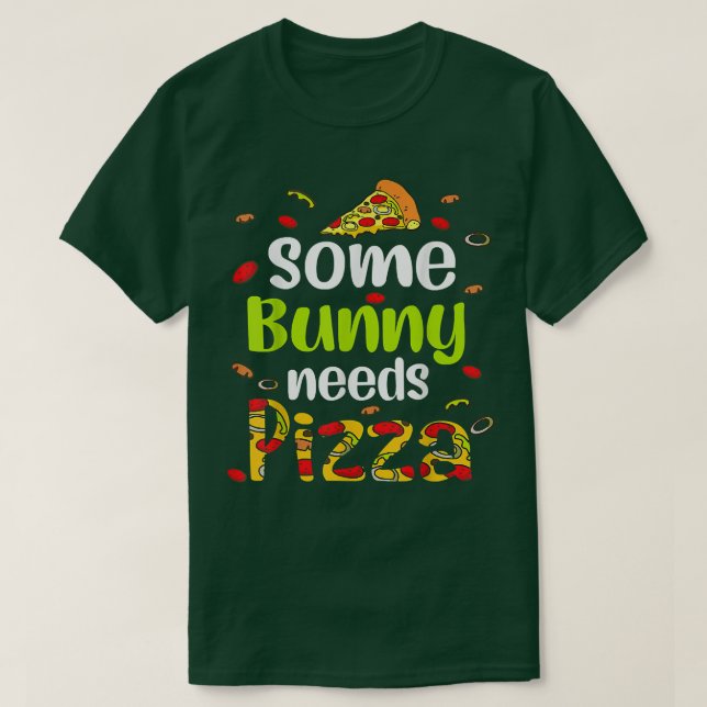 Lite Bunny Needs Pizza Glad påsk Day Pizza Kärlek T Shirt (Design framsida)