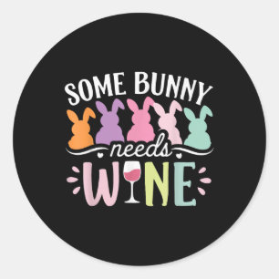 Lite Bunny Needs Vin Funny Vin Drinking Bunny Ea Runt Klistermärke
