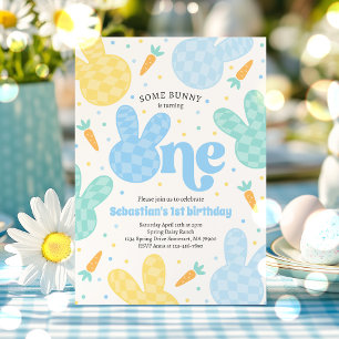Lite Bunny Vår 1:a födelsedag Party Inbjudningar