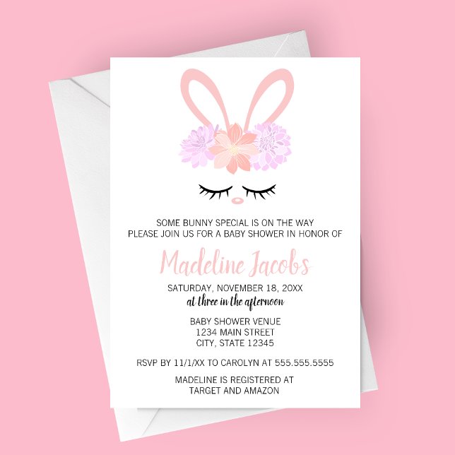 Lite Bunny Vår Baby Shower Inbjudningar (Some Bunny Special Baby Shower Invitation for Spring or Easter Baby Showers)