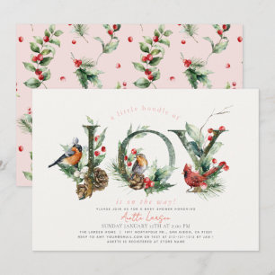 Lite bunt av Joy Birds Rosa Girl Baby Shower Inbjudningar