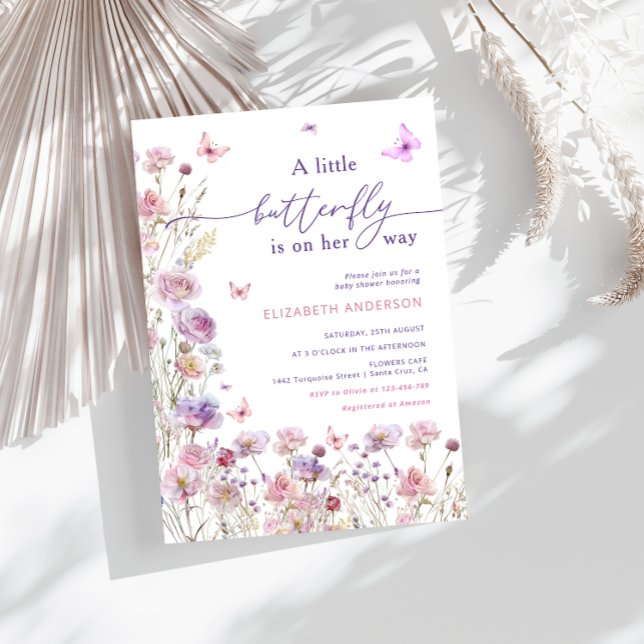Lite Butterfly är på Way Rosa Lilac Inbjudningar (Skapare uppladdad)