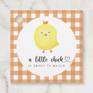 Lite Chick är på väg att kläcka babyduschen Gåvor Etiketter