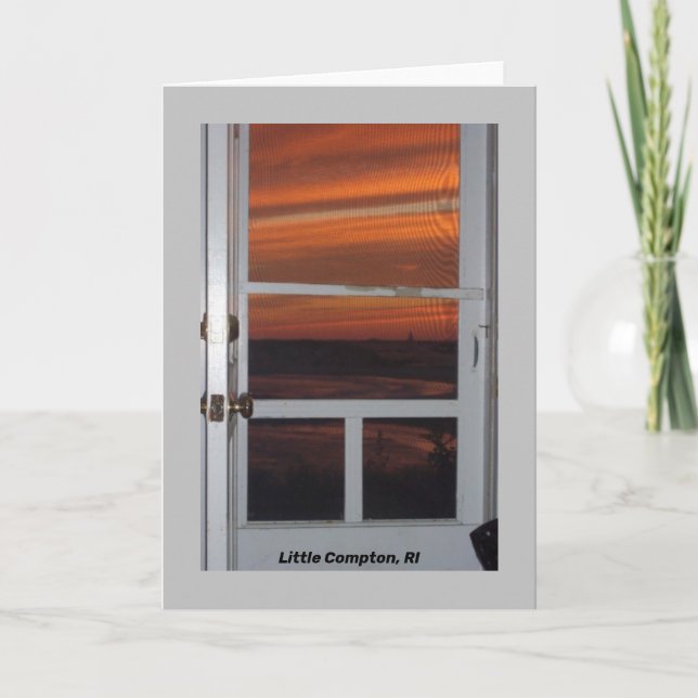 Lite Compton, RI Sunset med Sakonnet Light Kort (Framsida)