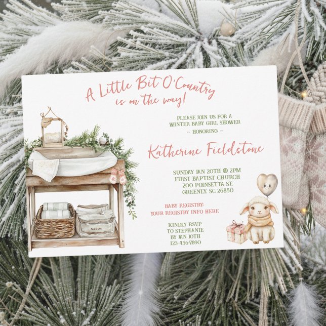 Lite Country Winter Boho Babyflicka Shower Inbjudningar (Skapare uppladdad)