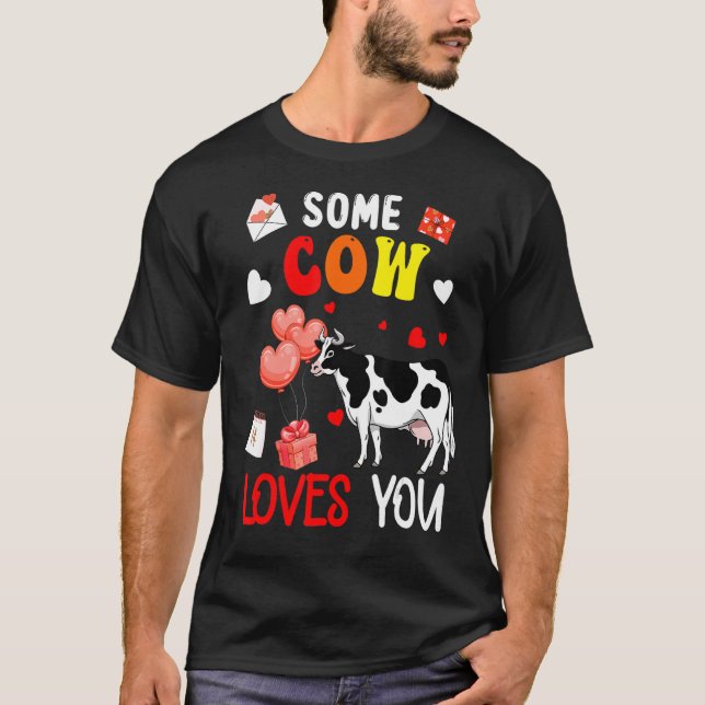 Lite Cow Kärlek din Alla hjärtans dag Famer Ranche T Shirt (Framsida)