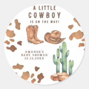 Lite Cowboy är på väg som Baby Shower Runt Klistermärke