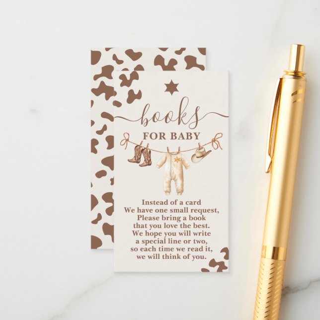 Lite Cowboy Baby Shower Boy Bokar för Baby Tilläggskort (Fram/Back In Situ)